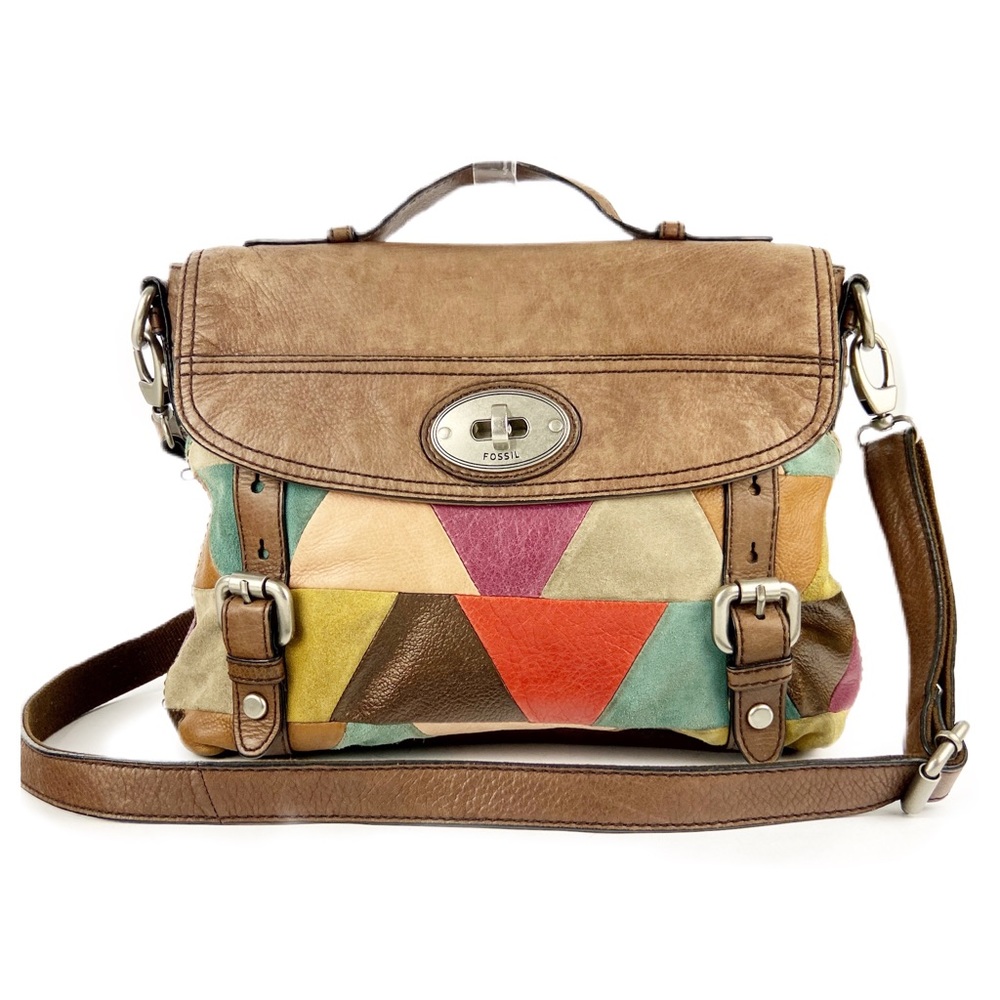 Fossil Maddox Bag Crossbody Messenger Patchwork